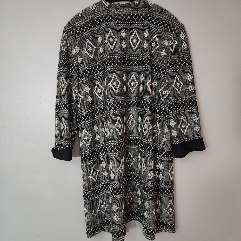 Vintage Made in USA R & M Richards black and tan Cardigan Sweater Jacket size 16 - Picture 2 of 10